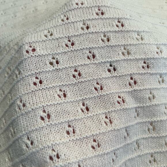 J. Crew Sweater Medium Open Knit Eyelet Cream Ivory Crewneck Alpaca Wool - Picture 5 of 10